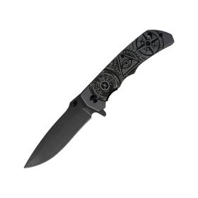 Premium Grey Tactical Pocket Knife - One-Handed Open, Ideal for Camping, Fishing & Outdoor Adventures