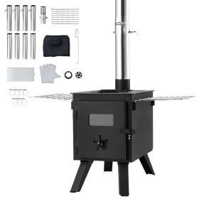 Wood Stove, 86 inch, Alloy Steel Camping Tent Stove, Portable Wood Burning Stove with Chimney Pipes & Gloves