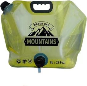 Collapsible Water Container with  2.1 Gallon BPA Free Water Storage Carrier Jug for Folding Hiking, Canteen, Outdoor Sport, Riding, Mountaineer (Color: 1Pcs Green)